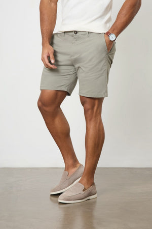 Muscle Fit Chino Shorts in Soft Khaki - TAILORED ATHLETE - ROW