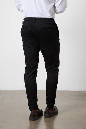 Muscle Fit Cotton Stretch Chino Trouser in Black - TAILORED ATHLETE - ROW