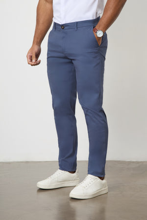 Muscle Fit Cotton Stretch Chino Trouser in Airforce - TAILORED ATHLETE - ROW