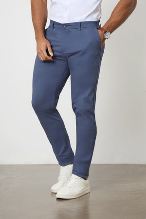 Muscle Fit Cotton Stretch Chino Trouser in Airforce - TAILORED ATHLETE - ROW