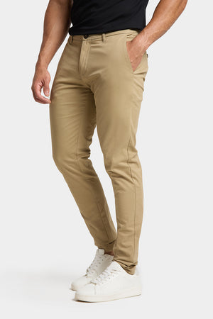 Muscle Fit Cotton Stretch Chino Trouser in Dark Stone - TAILORED ATHLETE - ROW