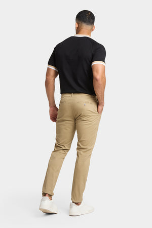 Muscle Fit Cotton Stretch Chino Trouser in Dark Stone - TAILORED ATHLETE - ROW