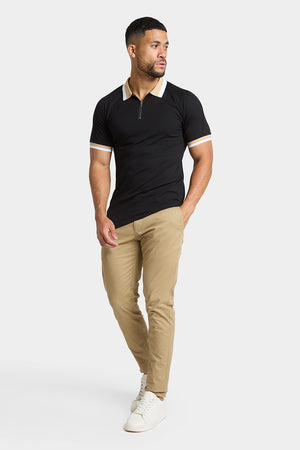 Contrast Collar Polo Shirt in Black - TAILORED ATHLETE - ROW