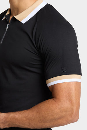 Contrast Collar Polo Shirt in Black - TAILORED ATHLETE - ROW