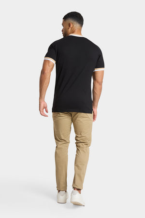 Contrast Collar Polo Shirt in Black - TAILORED ATHLETE - ROW