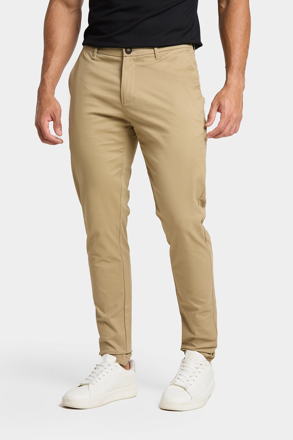 Muscle Fit Cotton Stretch Chino Trouser in Dark Stone - TAILORED ATHLETE - ROW