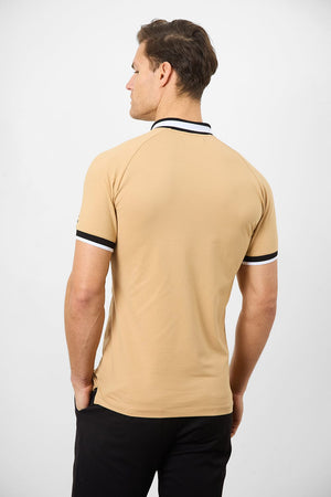 Contrast Collar Polo Shirt in Caramel - TAILORED ATHLETE - ROW