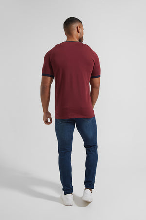 Contrast Trim T-Shirt in Burgundy - TAILORED ATHLETE - ROW