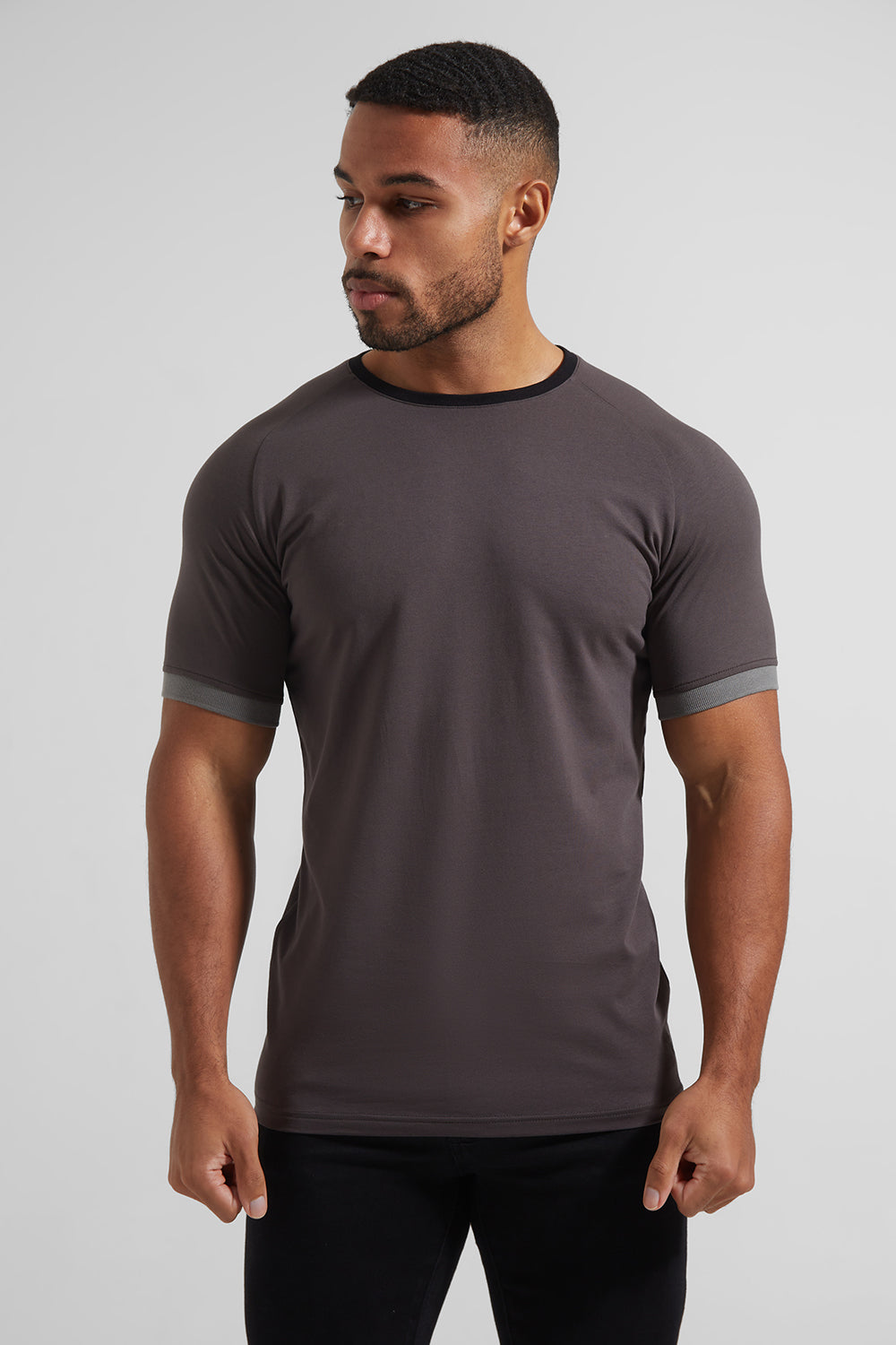 Contrast Trim T-Shirt in Charcoal - TAILORED ATHLETE - ROW