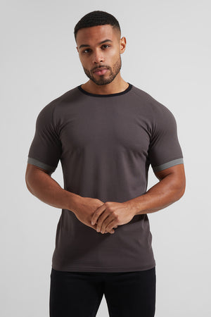Contrast Trim T-Shirt in Charcoal - TAILORED ATHLETE - ROW
