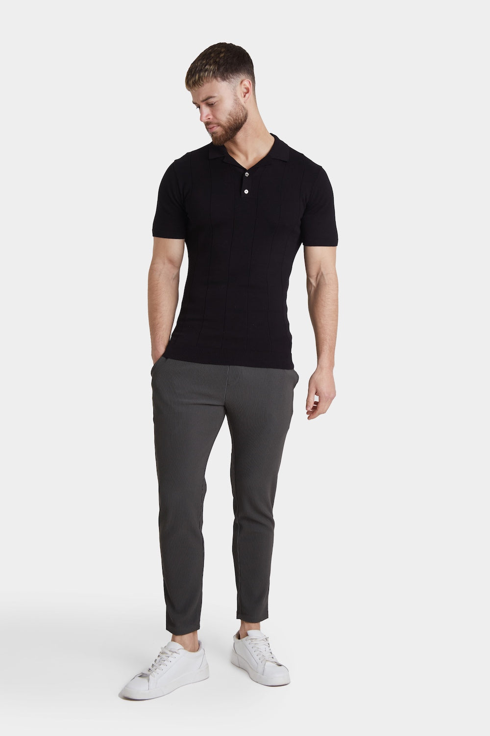 Textured Trouser in Charcoal - TAILORED ATHLETE - ROW