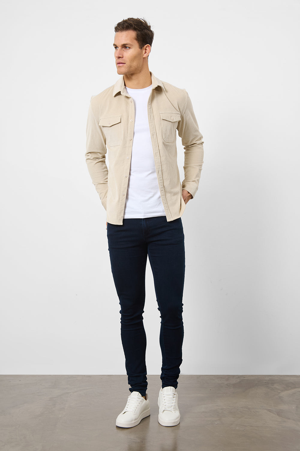 Cord Overshirt in Winter White - TAILORED ATHLETE - ROW