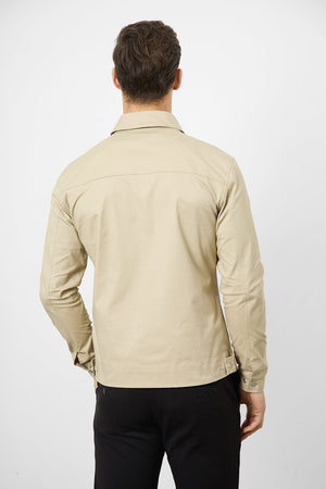 Cotton Blend Harrington in Stone - TAILORED ATHLETE - ROW