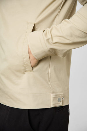 Cotton Blend Harrington in Stone - TAILORED ATHLETE - ROW