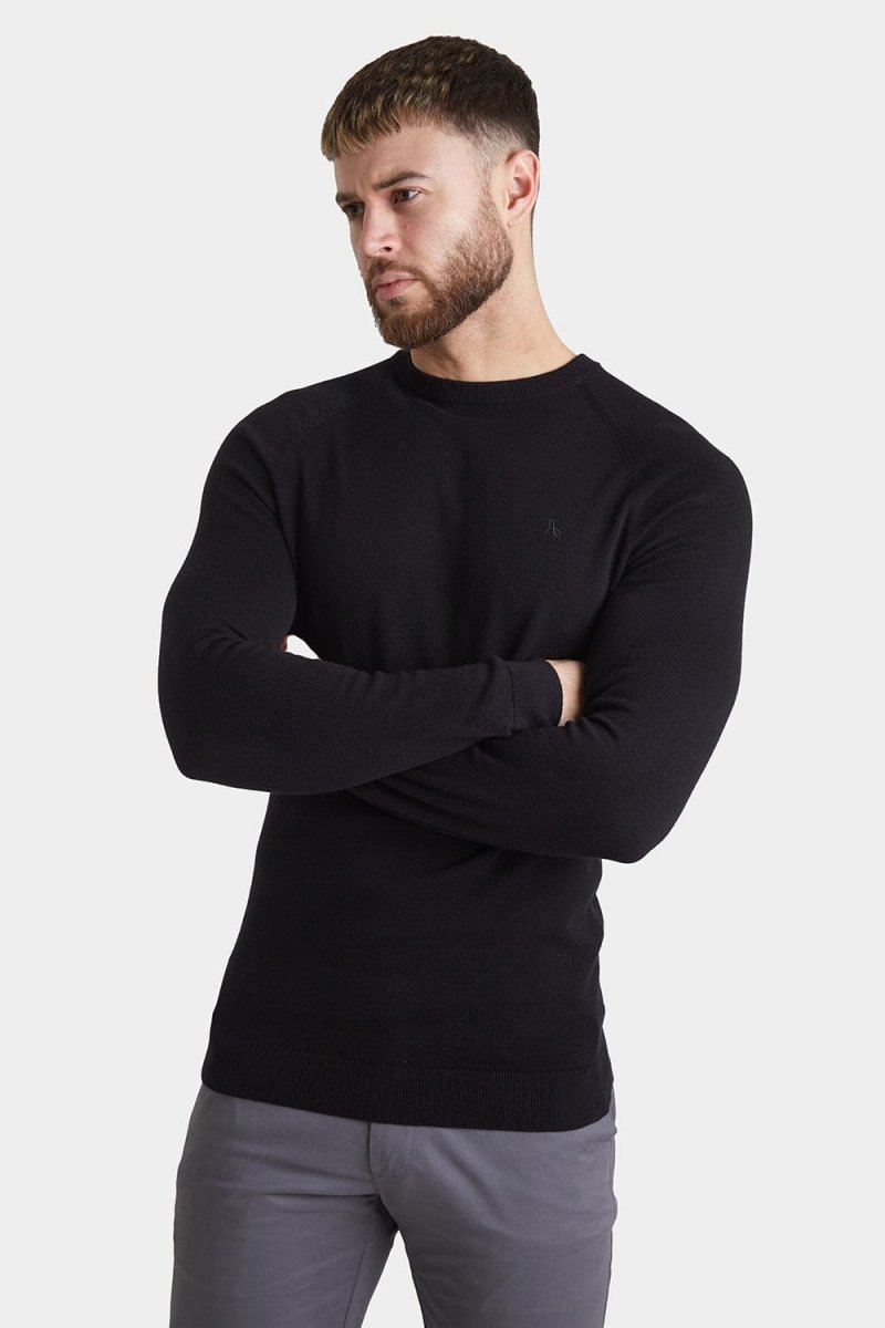 Cotton Crew Neck Jumper in Black - TAILORED ATHLETE - ROW