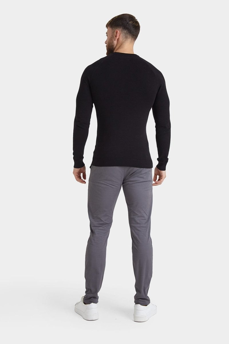 Cotton Crew Neck Jumper in Black - TAILORED ATHLETE - ROW