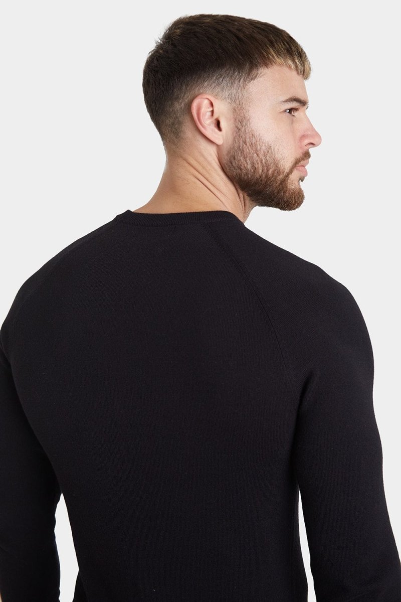 Cotton Crew Neck Jumper in Black - TAILORED ATHLETE - ROW