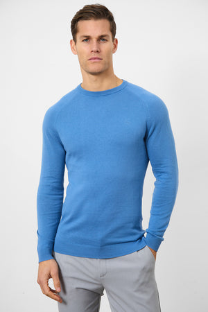 Cotton Crew Neck in Ocean Blue - TAILORED ATHLETE - ROW