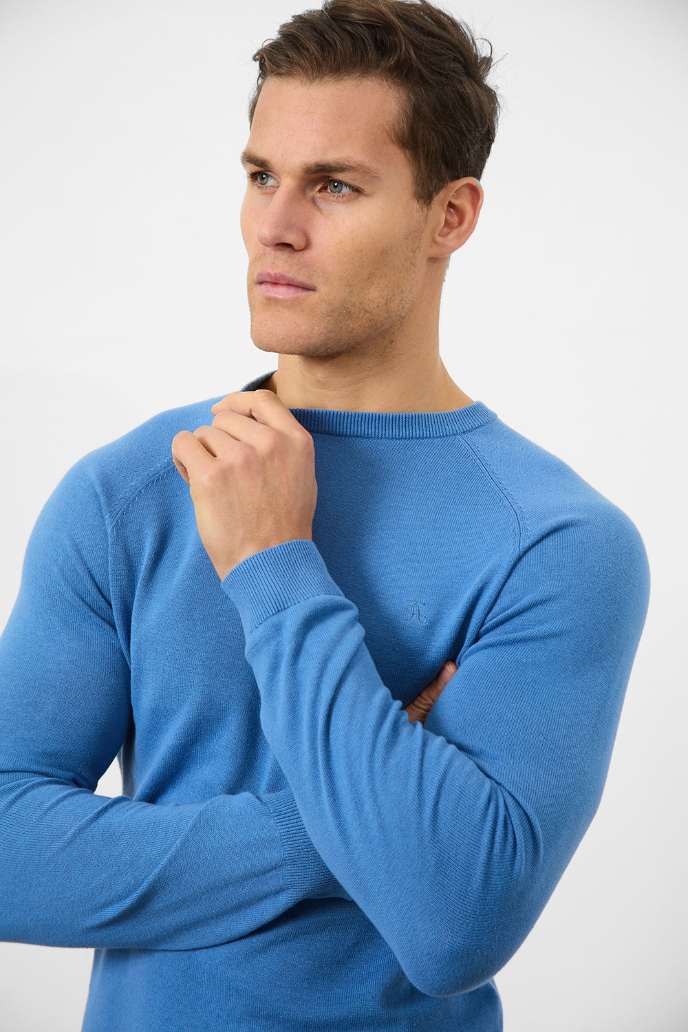 Cotton Crew Neck in Ocean Blue - TAILORED ATHLETE - ROW