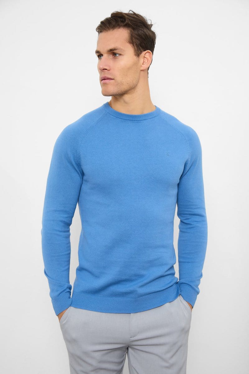 Cotton Crew Neck in Ocean Blue - TAILORED ATHLETE - ROW