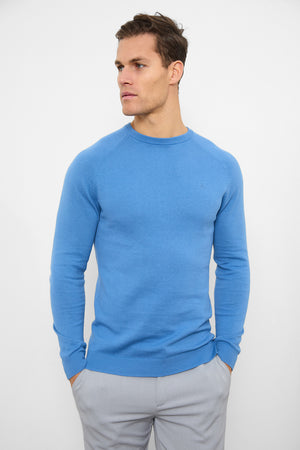 Cotton Crew Neck in Ocean Blue - TAILORED ATHLETE - ROW