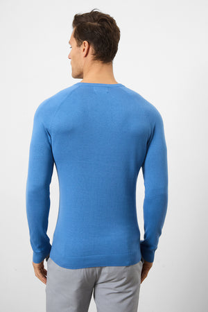 Cotton Crew Neck in Ocean Blue - TAILORED ATHLETE - ROW