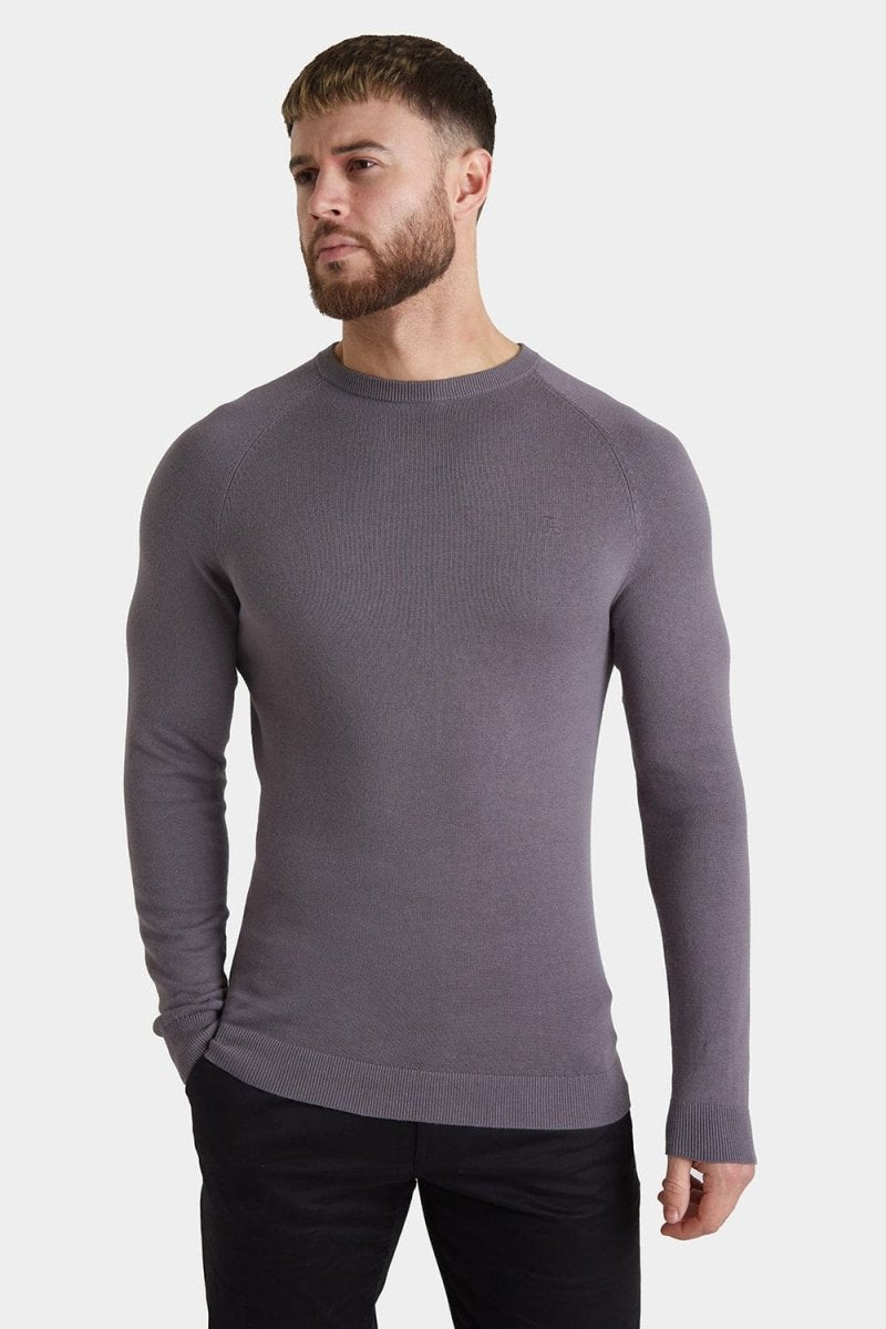 Cotton Crew Neck Jumper in Grey - TAILORED ATHLETE - ROW