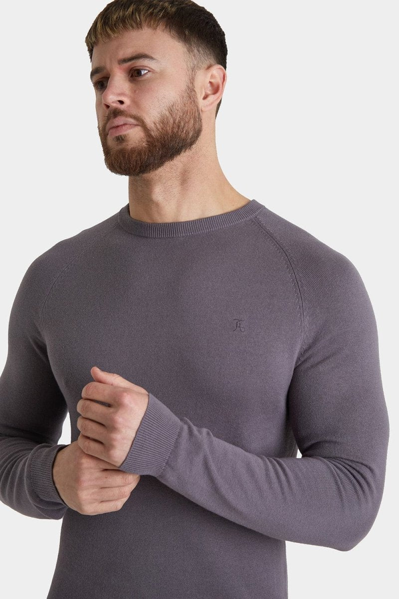 Cotton Crew Neck Jumper in Grey - TAILORED ATHLETE - ROW