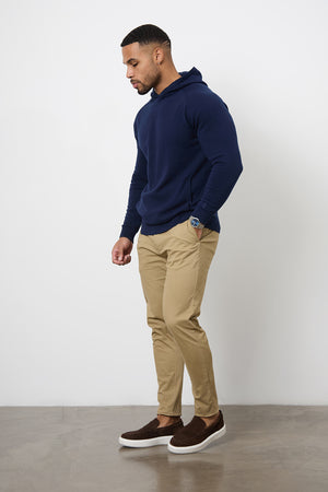 Cotton Knitted Hoodie in Navy - TAILORED ATHLETE - ROW