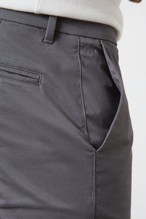 Muscle Fit Cotton Stretch Chino Trouser in Dark Grey - TAILORED ATHLETE - ROW