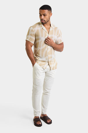 Printed Shirt in Stone Curved Stripe - TAILORED ATHLETE - ROW