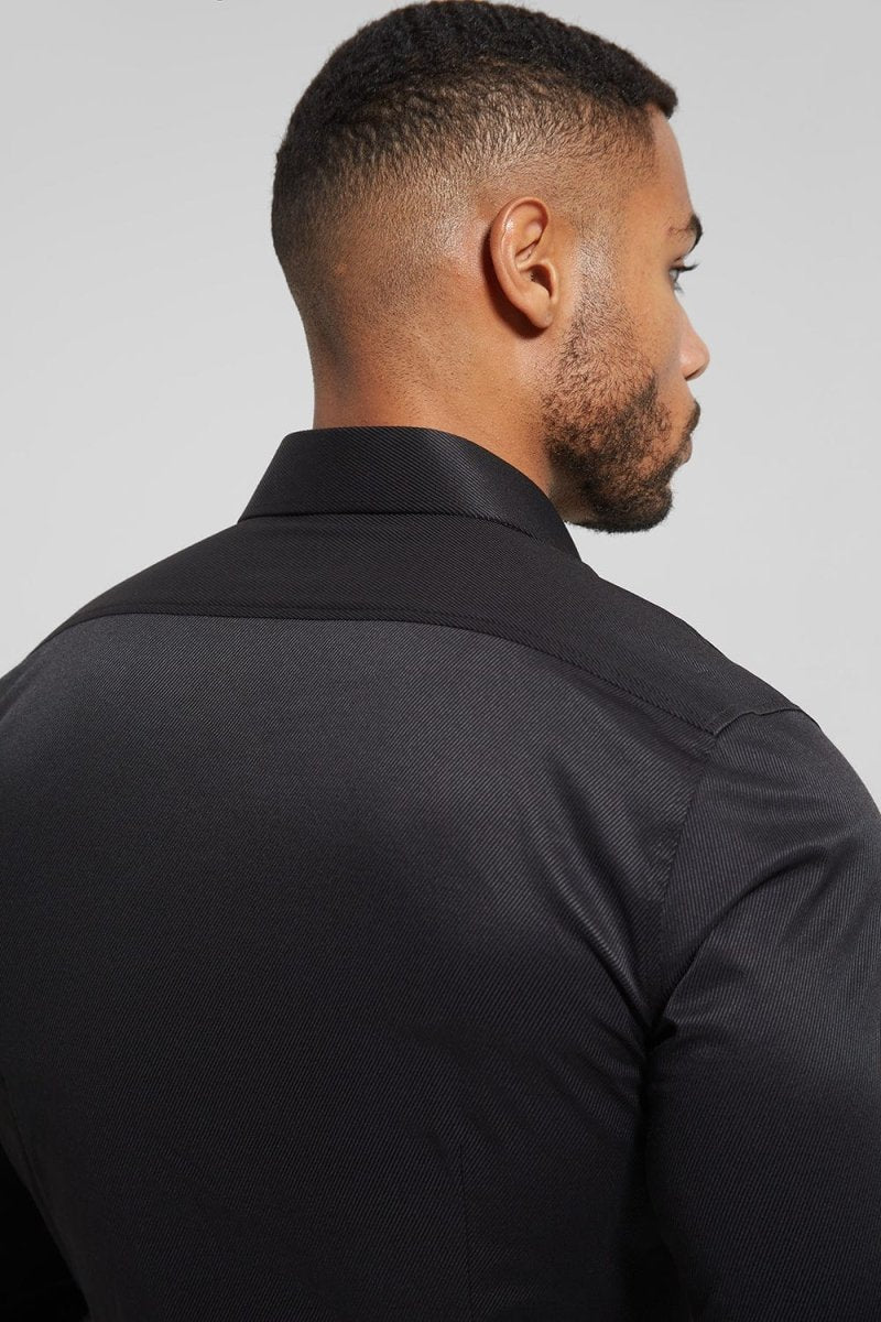 Cutaway Collar Twill Shirt in Black - TAILORED ATHLETE - ROW