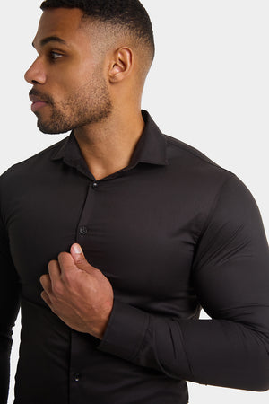Cutaway Collar Shirt in Black - TAILORED ATHLETE - ROW