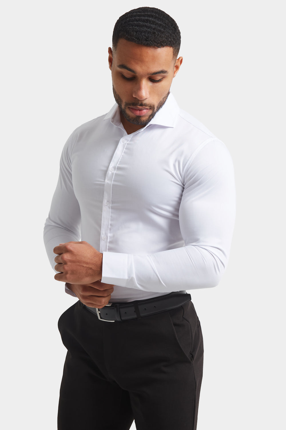 Essential Cutaway Collar Shirt in White - TAILORED ATHLETE - ROW