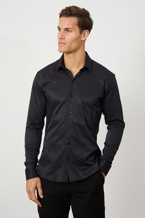 Defined Twill Shirt in Black - TAILORED ATHLETE - ROW