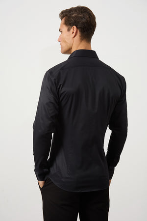 Defined Twill Shirt in Black - TAILORED ATHLETE - ROW