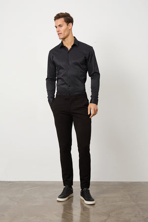 Defined Twill Shirt in Black - TAILORED ATHLETE - ROW