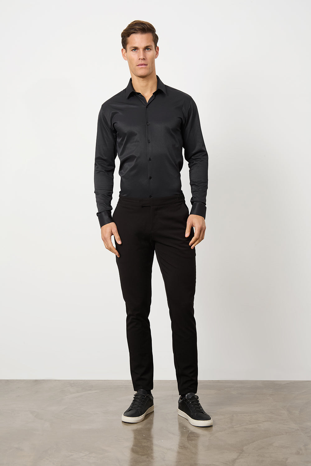 Defined Twill Shirt in Black - TAILORED ATHLETE - ROW