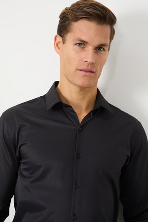 Defined Twill Shirt in Black - TAILORED ATHLETE - ROW