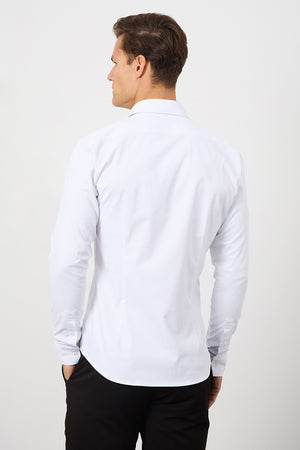 Defined Twill Shirt in White - TAILORED ATHLETE - ROW