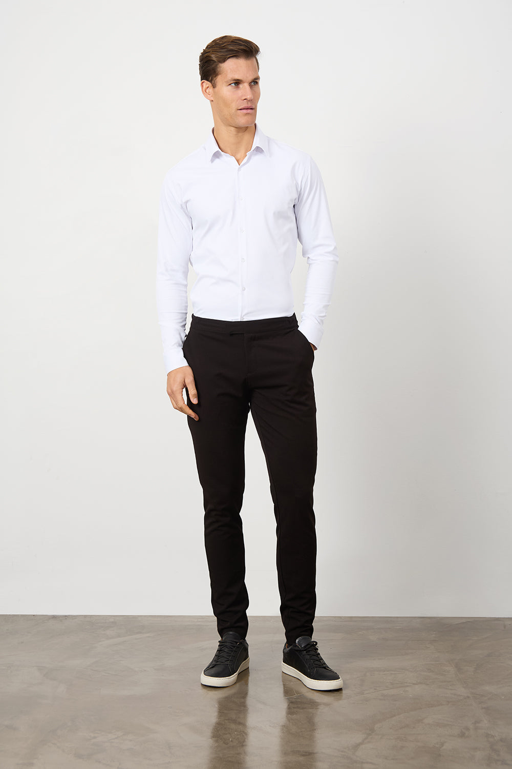 Defined Twill Shirt in White - TAILORED ATHLETE - ROW