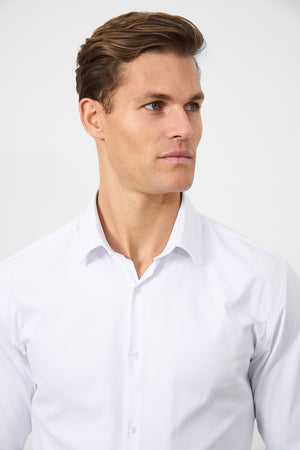 Defined Twill Shirt in White - TAILORED ATHLETE - ROW