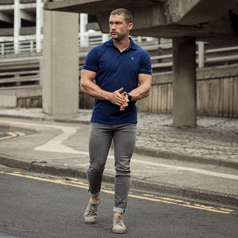 High-quality denim jeans designed for muscular body types offering a perfect tailored fit