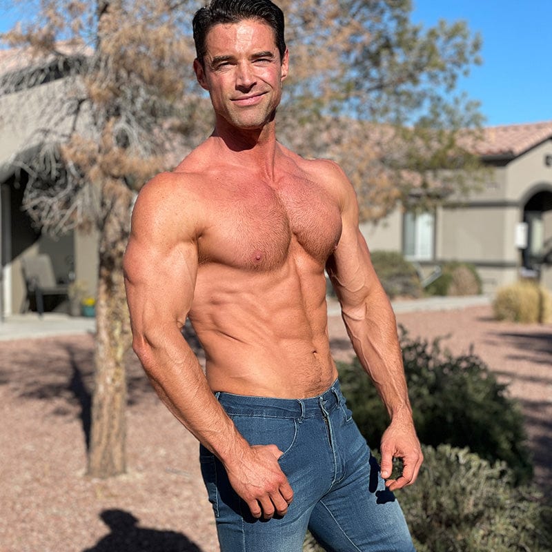 Well-tailored muscle-fit denim jeans providing a perfect balance of style and comfort for men