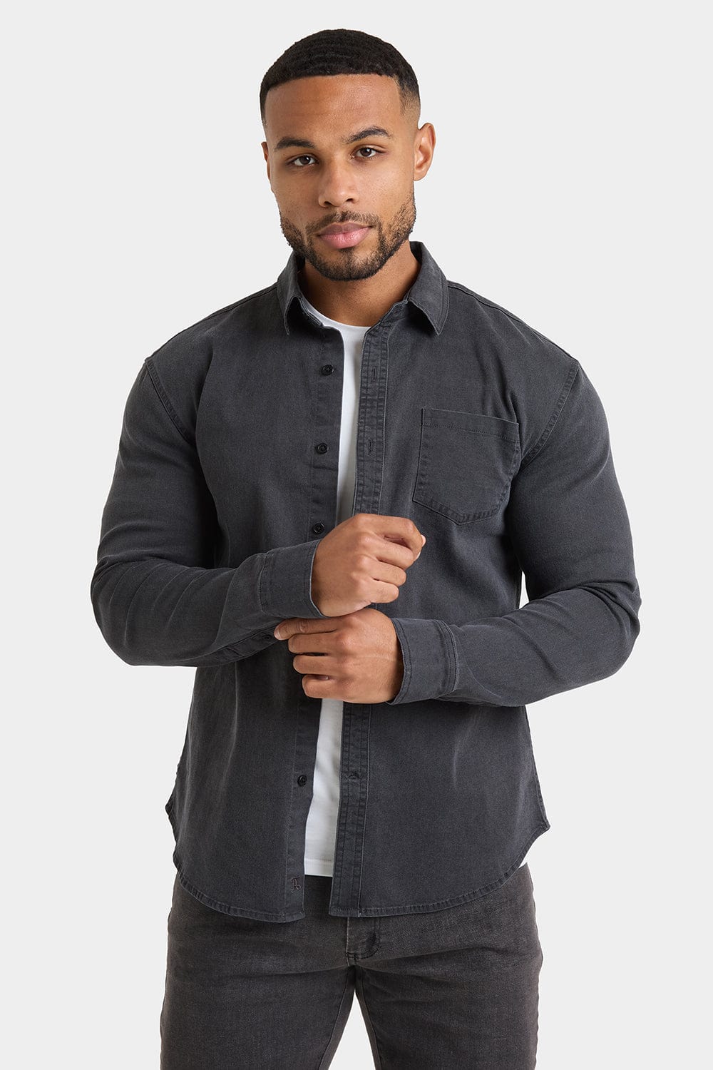 Denim Shirt in Dark Grey TAILORED ATHLETE ROW