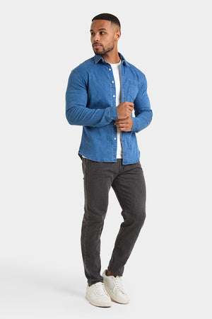 Denim Shirt in Mid Blue - TAILORED ATHLETE - ROW