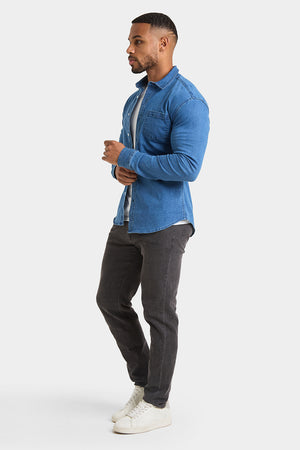 Denim Shirt in Mid Blue - TAILORED ATHLETE - ROW