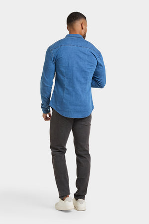 Denim Shirt in Mid Blue - TAILORED ATHLETE - ROW