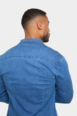 Denim Shirt in Mid Blue - TAILORED ATHLETE - ROW