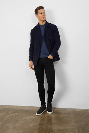 Double Breasted Peacoat in Navy - TAILORED ATHLETE - ROW